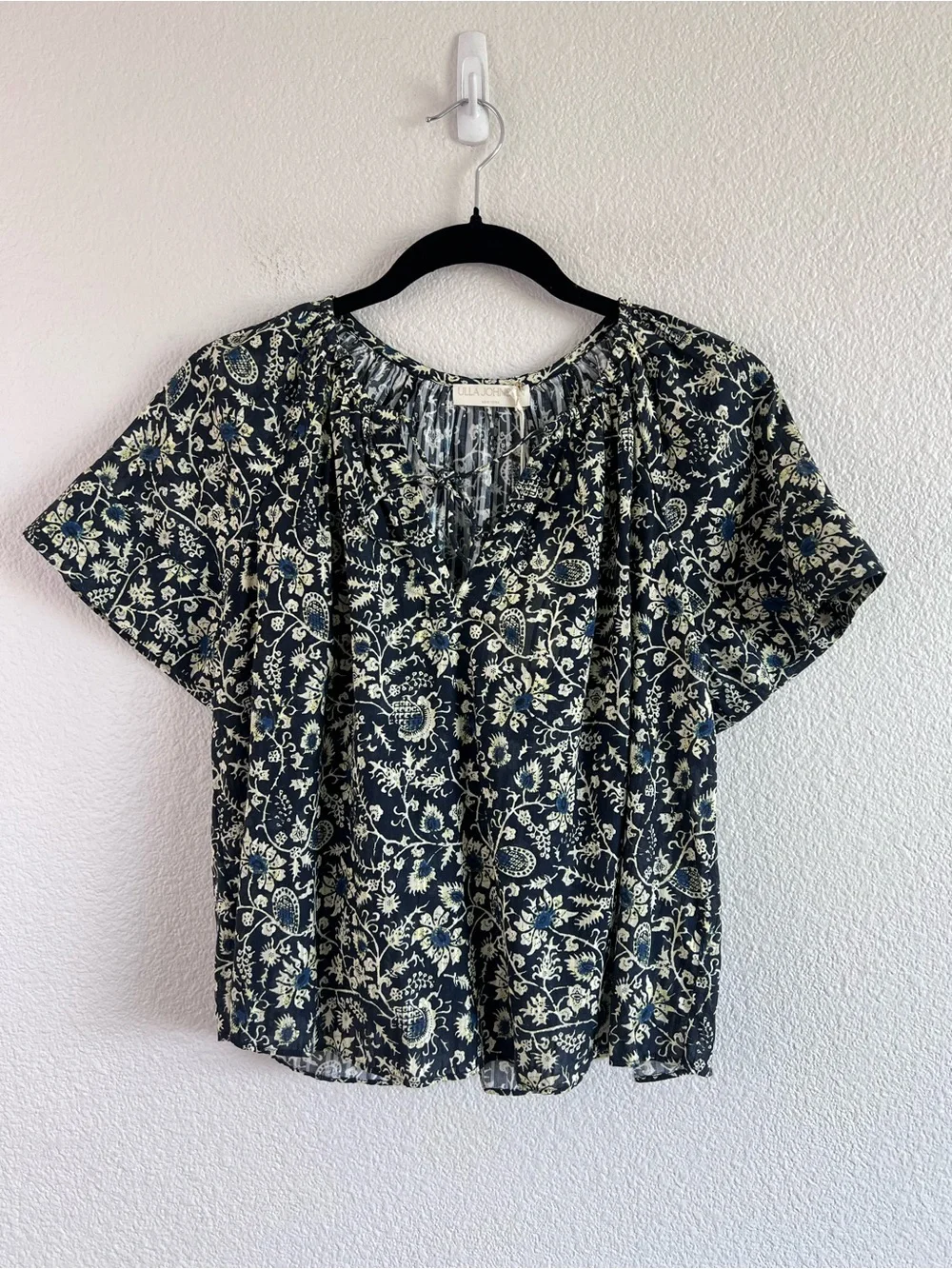 NWT Ulla Johnson Womens Sena Short Sleeve Blouse Raven Floral Cottagecore Whimsy